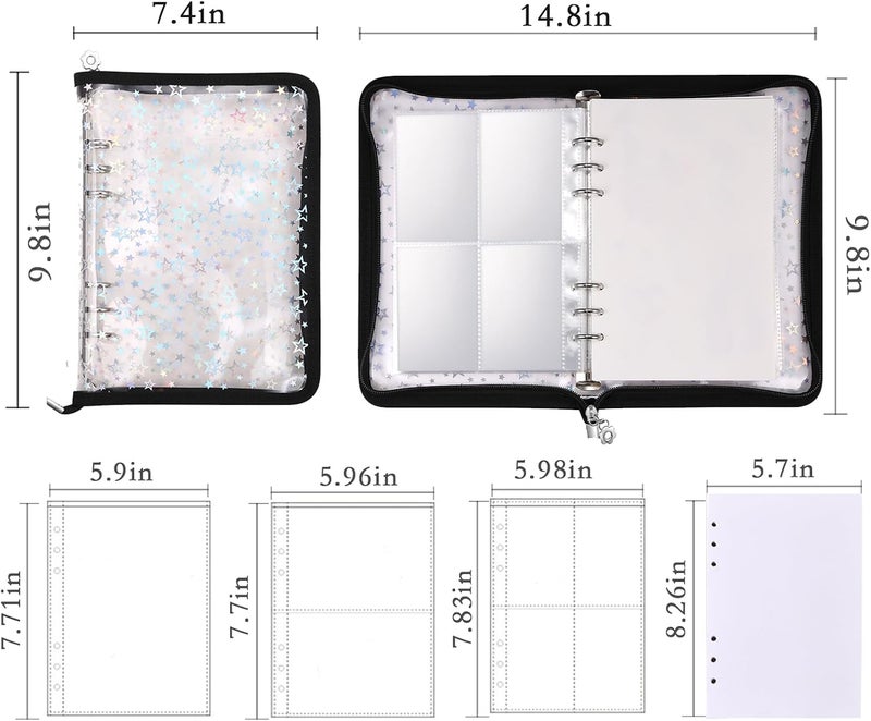 MUDOR 4 in 1 Sticker Storage Organizer, A5 Sticker Collecting Book Album Holder Binder with 140 Pockets Sleeves and 20 Sheets Reusable Release Paper,Black - Image 2